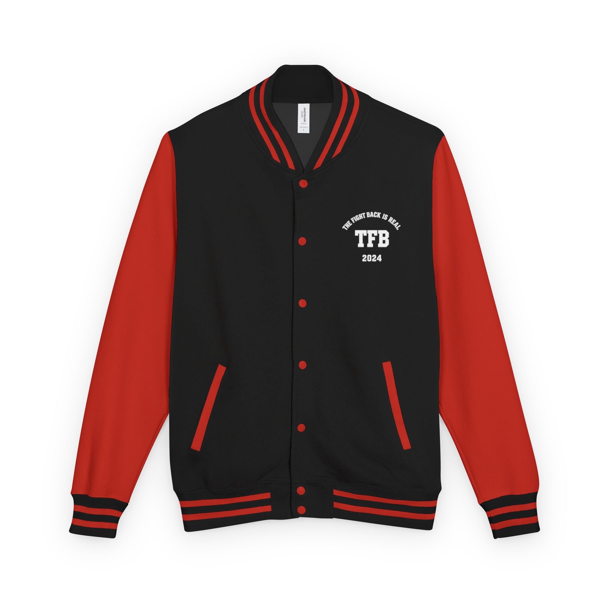 Letterman Jacket — 'TFB' Retro Varsity Coat (Red & White)
