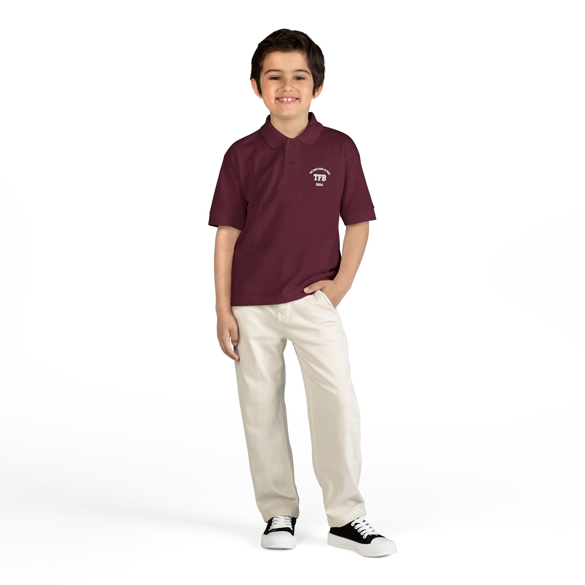 Youth Polo Shirt — Small White Arch Logo School Uniform