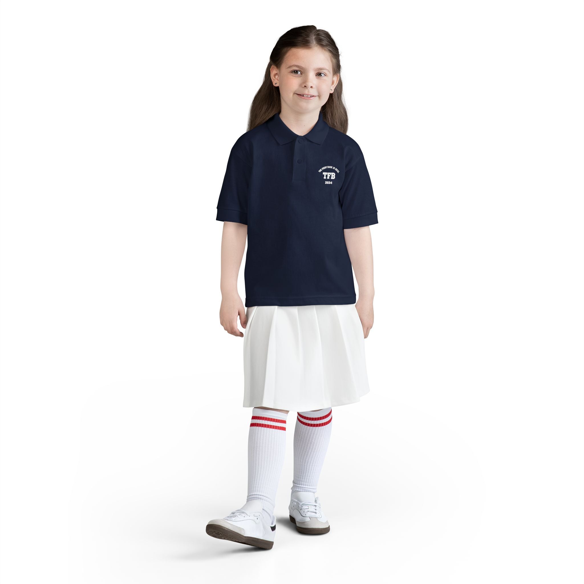 Youth Polo Shirt — Small White Arch Logo School Uniform