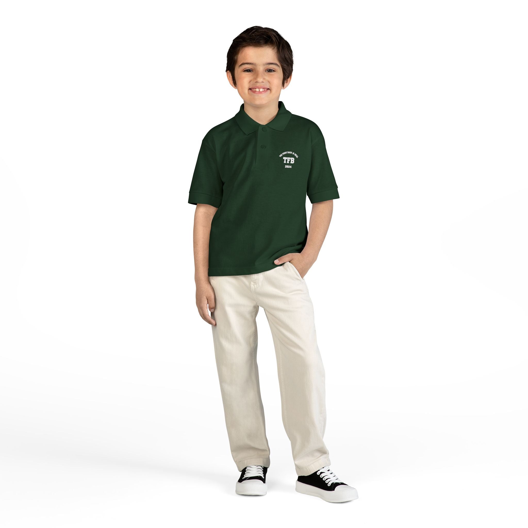 Youth Polo Shirt — Small White Arch Logo School Uniform