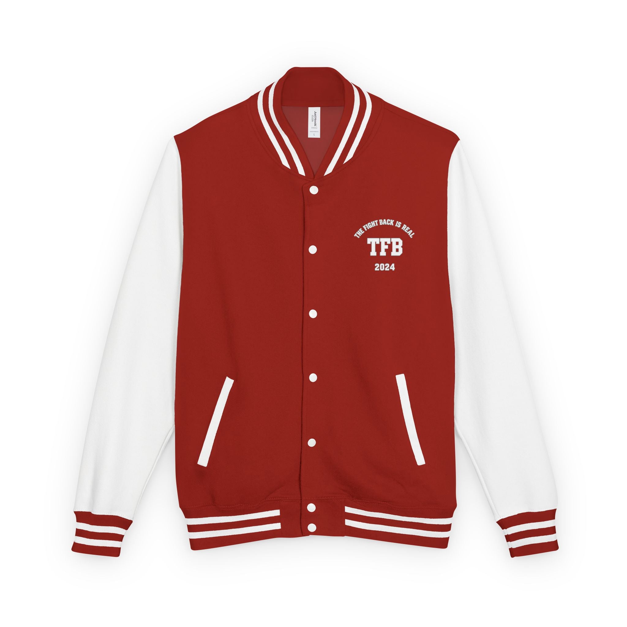 Letterman Jacket — 'TFB' Retro Varsity Coat (Red & White)