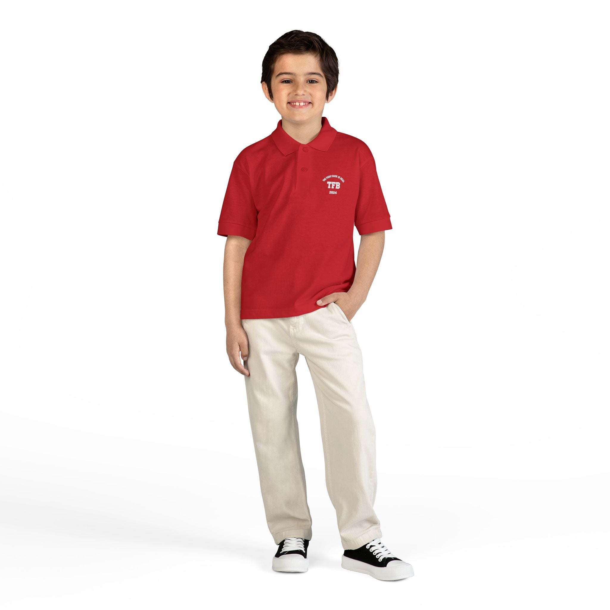 Youth Polo Shirt — Small White Arch Logo School Uniform