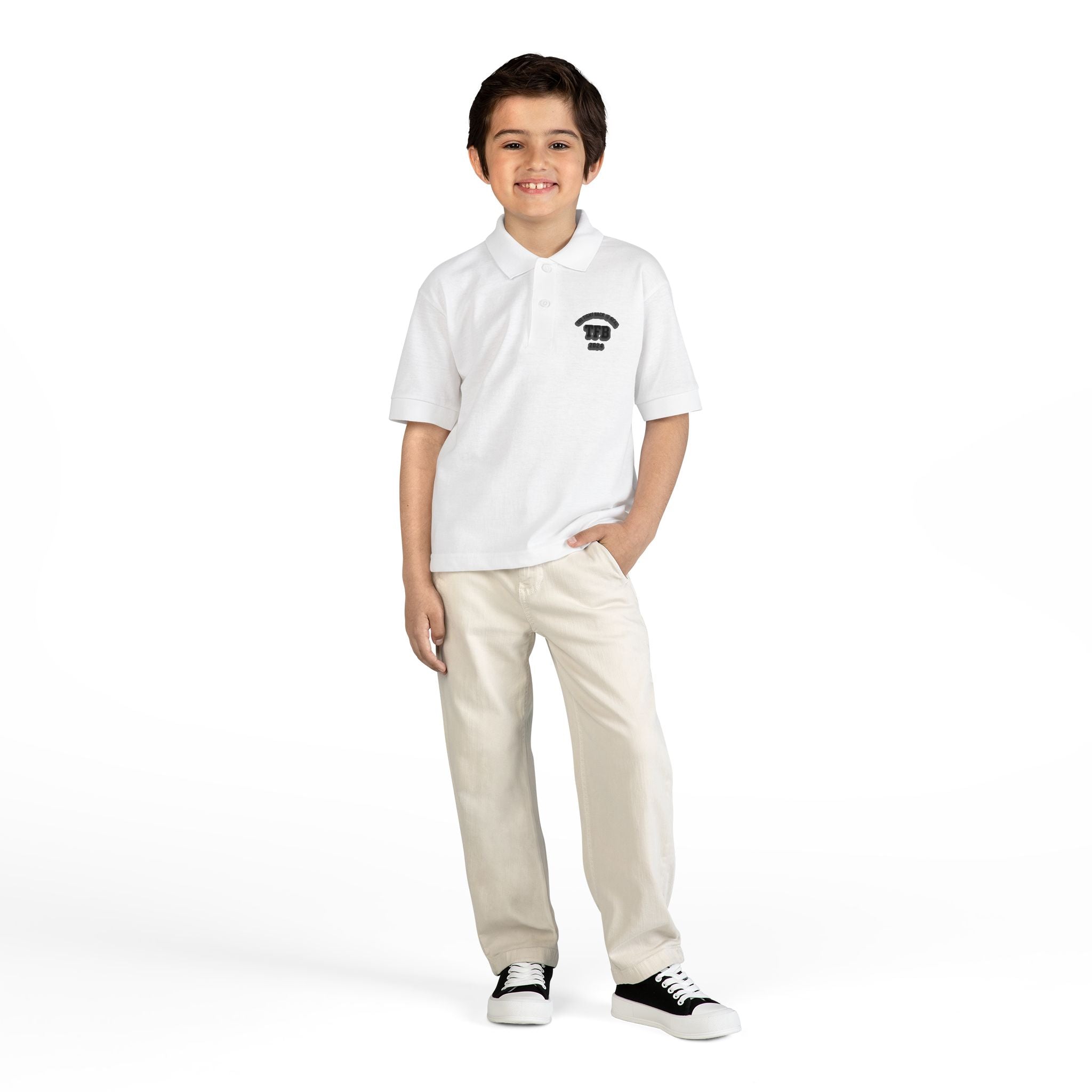 Kids Polo Shirt with Retro Telephone Icon — Youth DryBlend® Jersey Polo