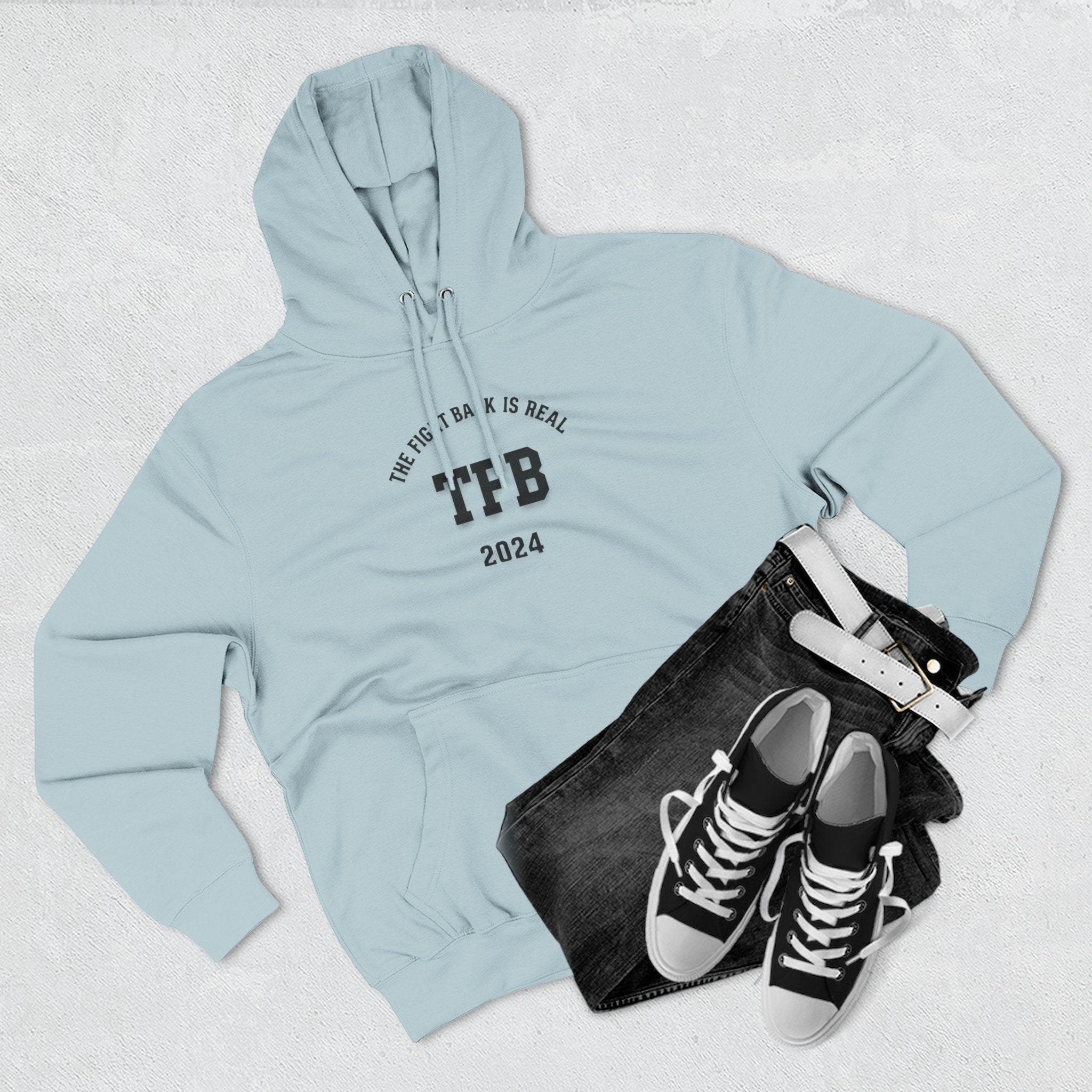 TFB 2024 Hoodie — 'The Fight Back Is Real' Minimal Logo Pullover