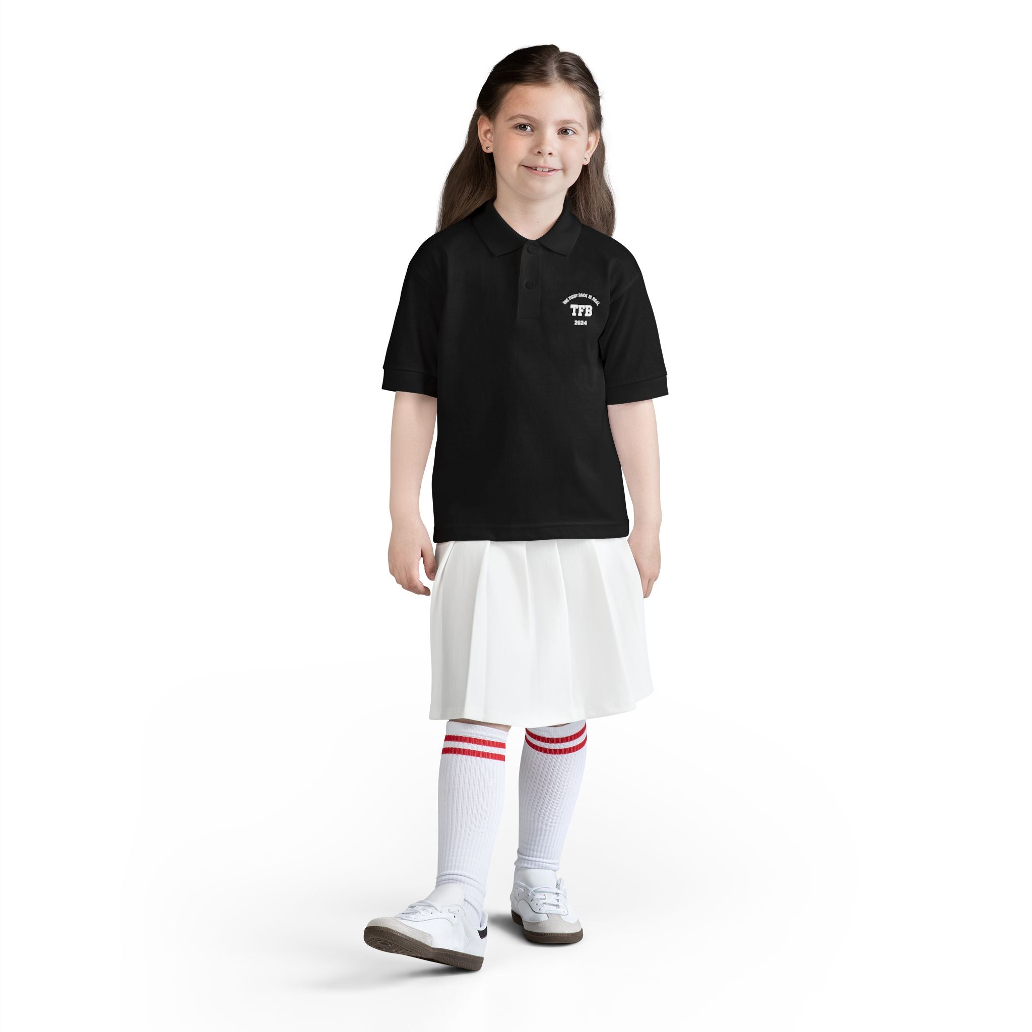 Youth Polo Shirt — Small White Arch Logo School Uniform