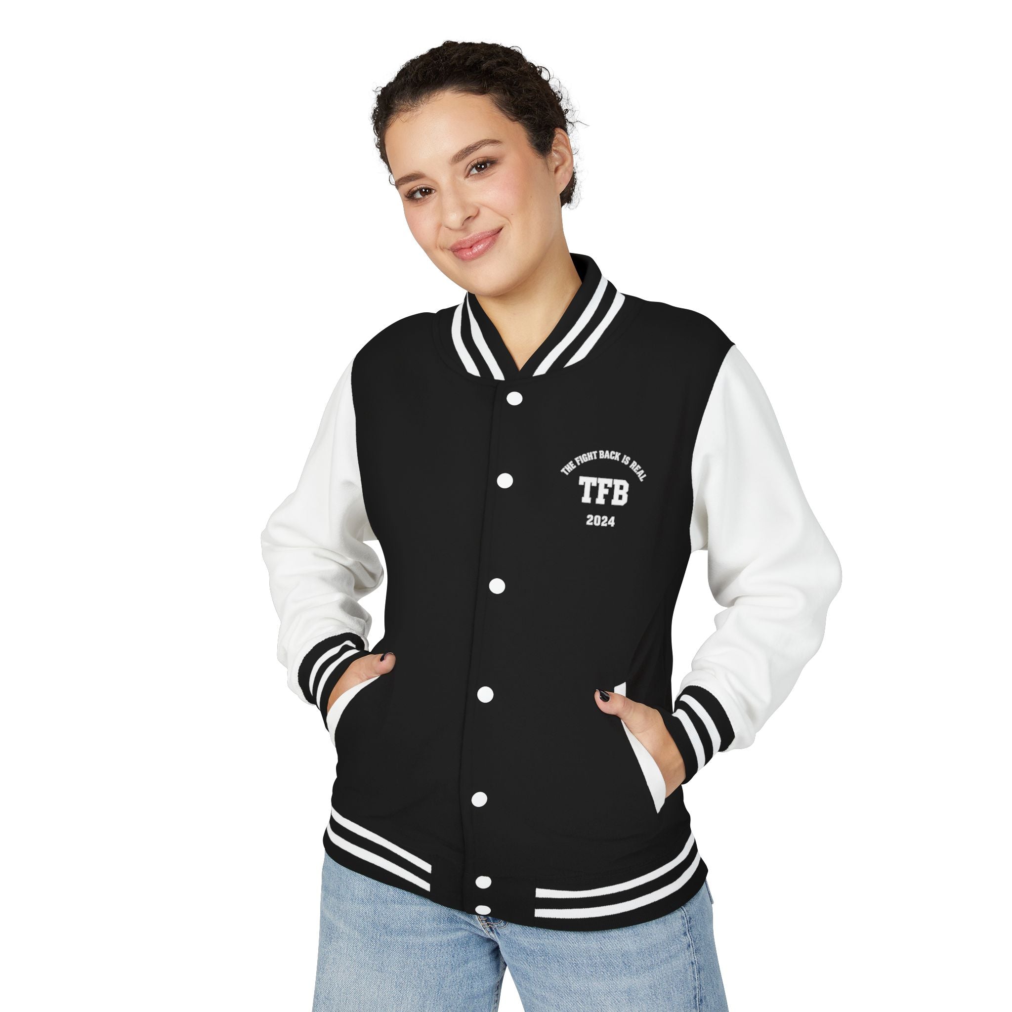 Letterman Jacket — 'TFB' Retro Varsity Coat (Red & White)