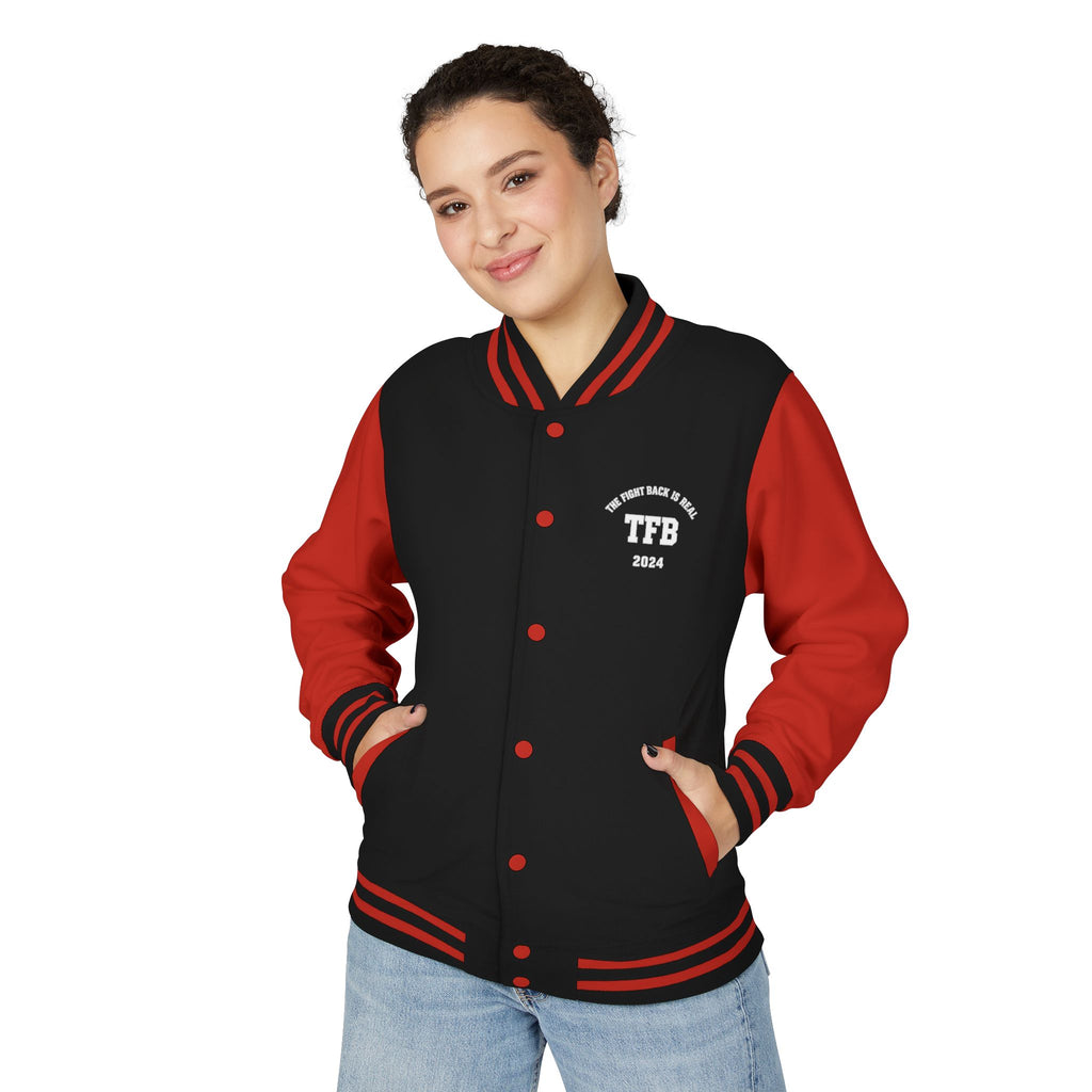 Letterman Jacket — 'TFB' Retro Varsity Coat (Red & White)