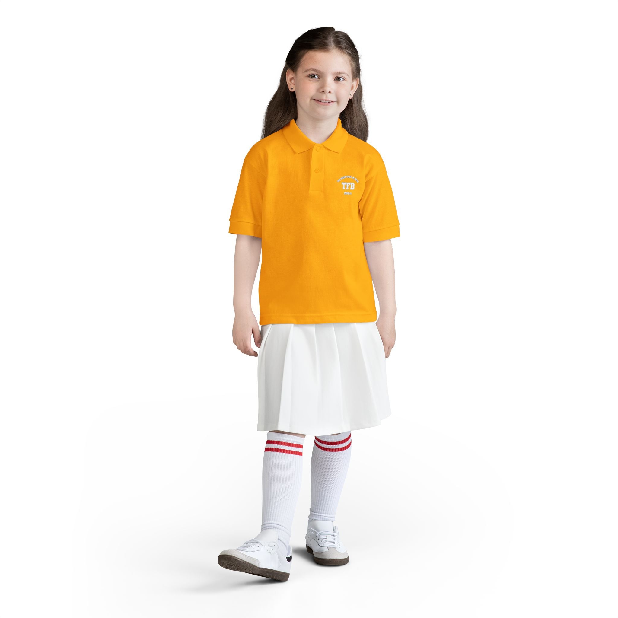 Youth Polo Shirt — Small White Arch Logo School Uniform