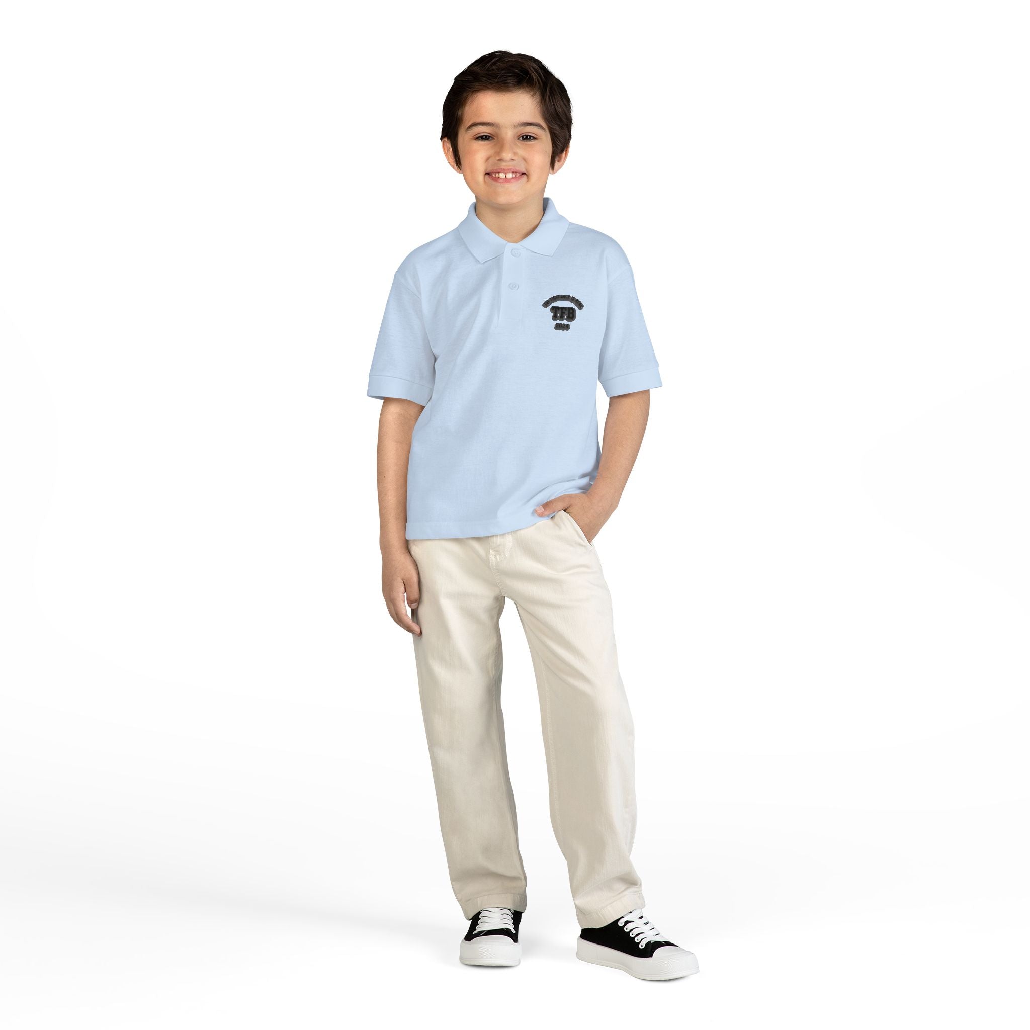 Kids Polo Shirt with Retro Telephone Icon — Youth DryBlend® Jersey Polo