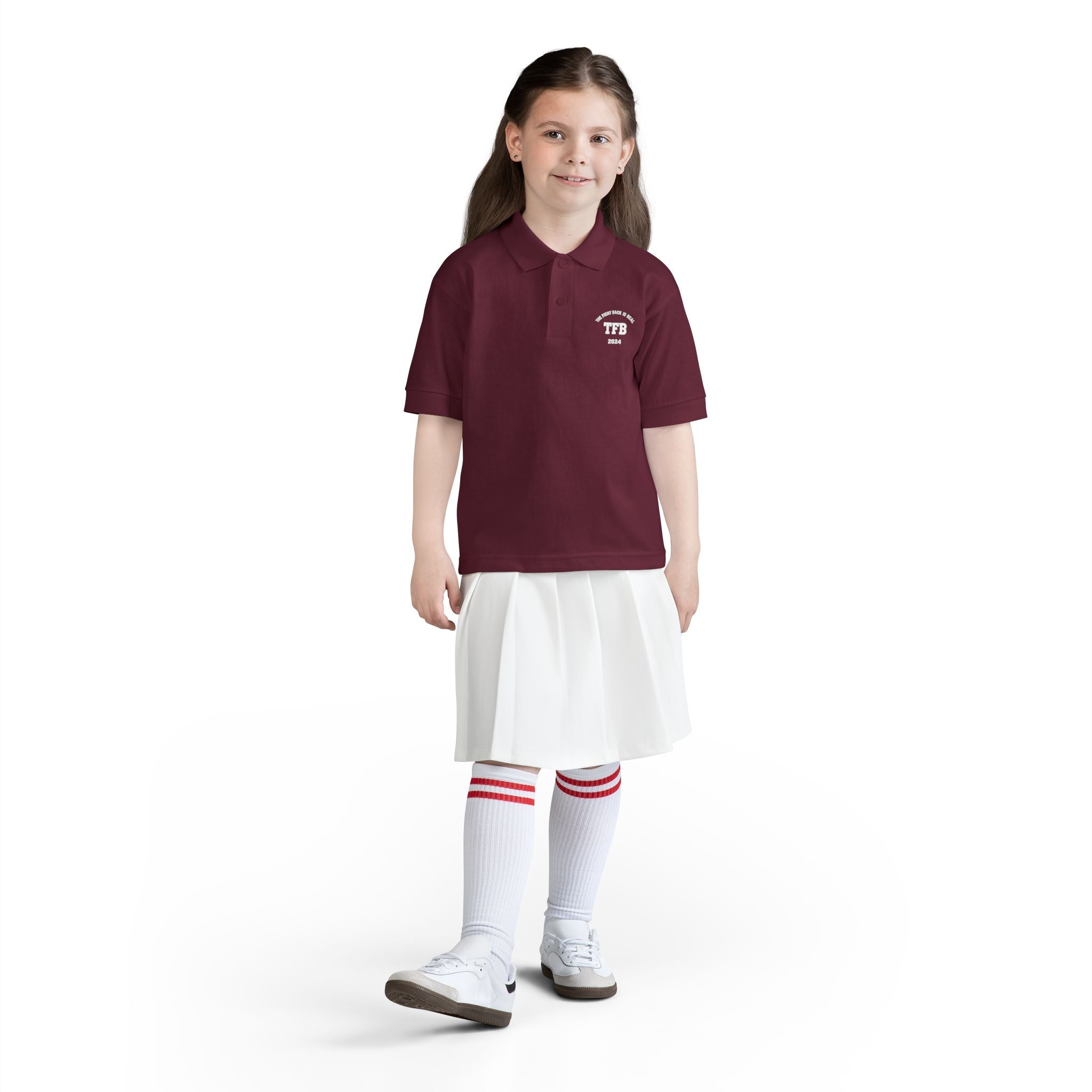 Youth Polo Shirt — Small White Arch Logo School Uniform