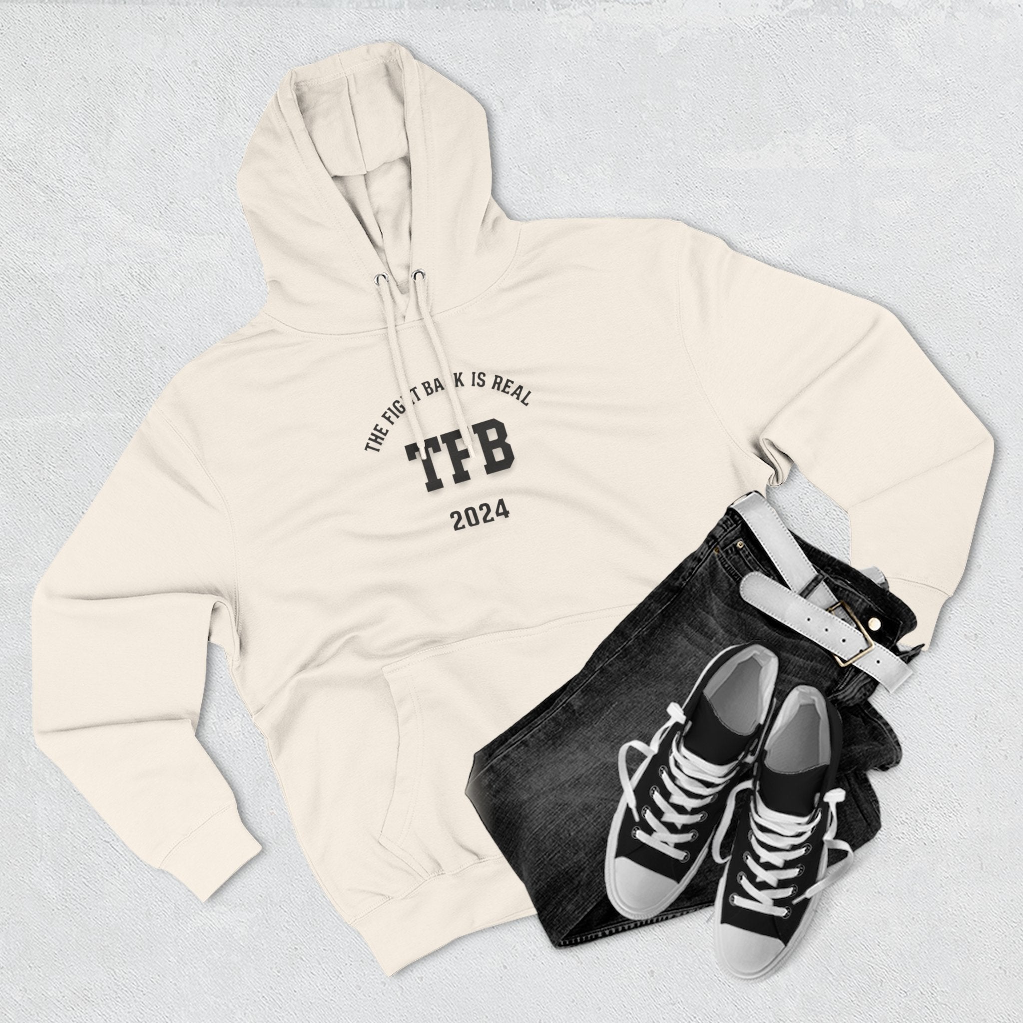 TFB 2024 Hoodie — 'The Fight Back Is Real' Minimal Logo Pullover