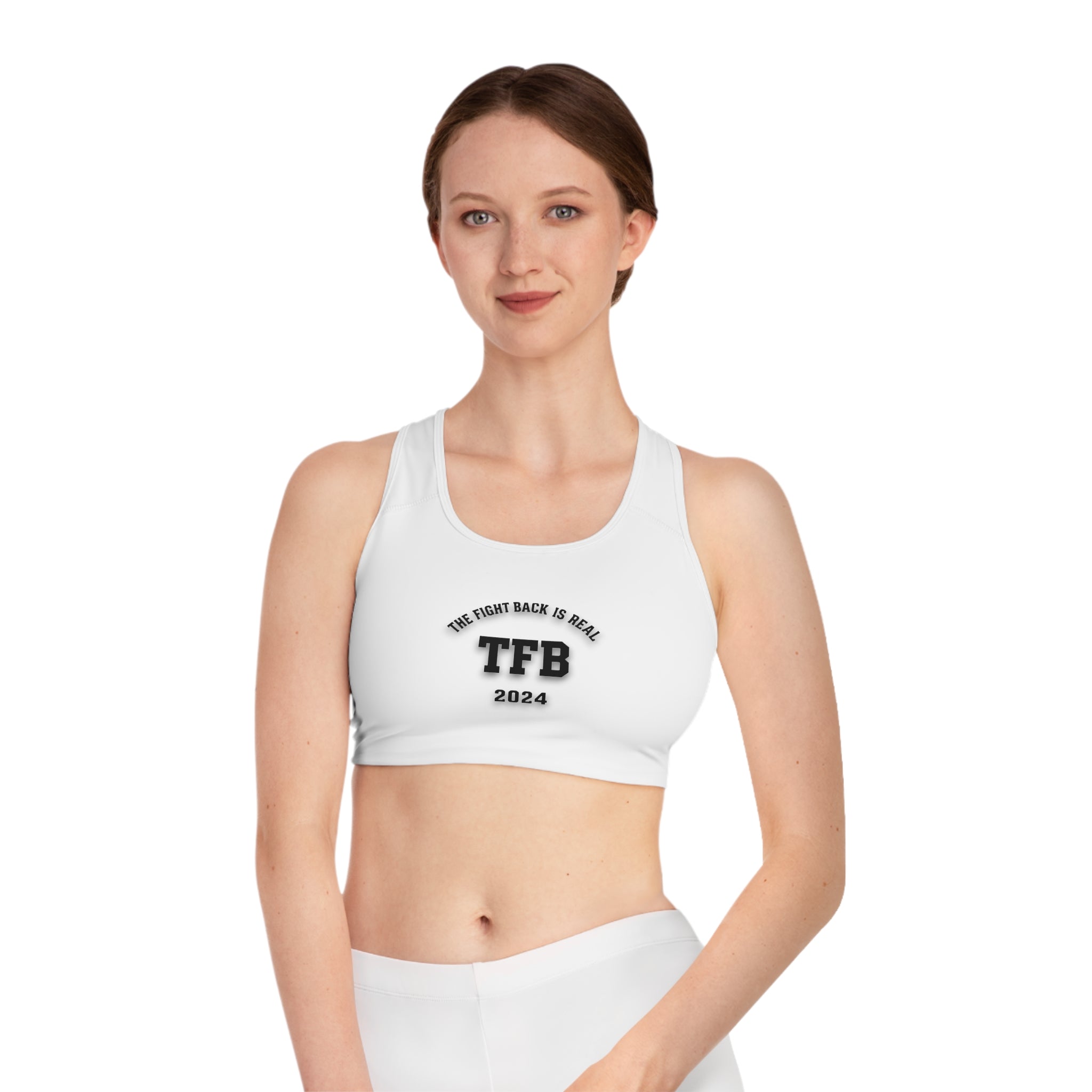TFB 2024 Sports Bra — "The Fight Back Is Real" Athletic Crop Top
