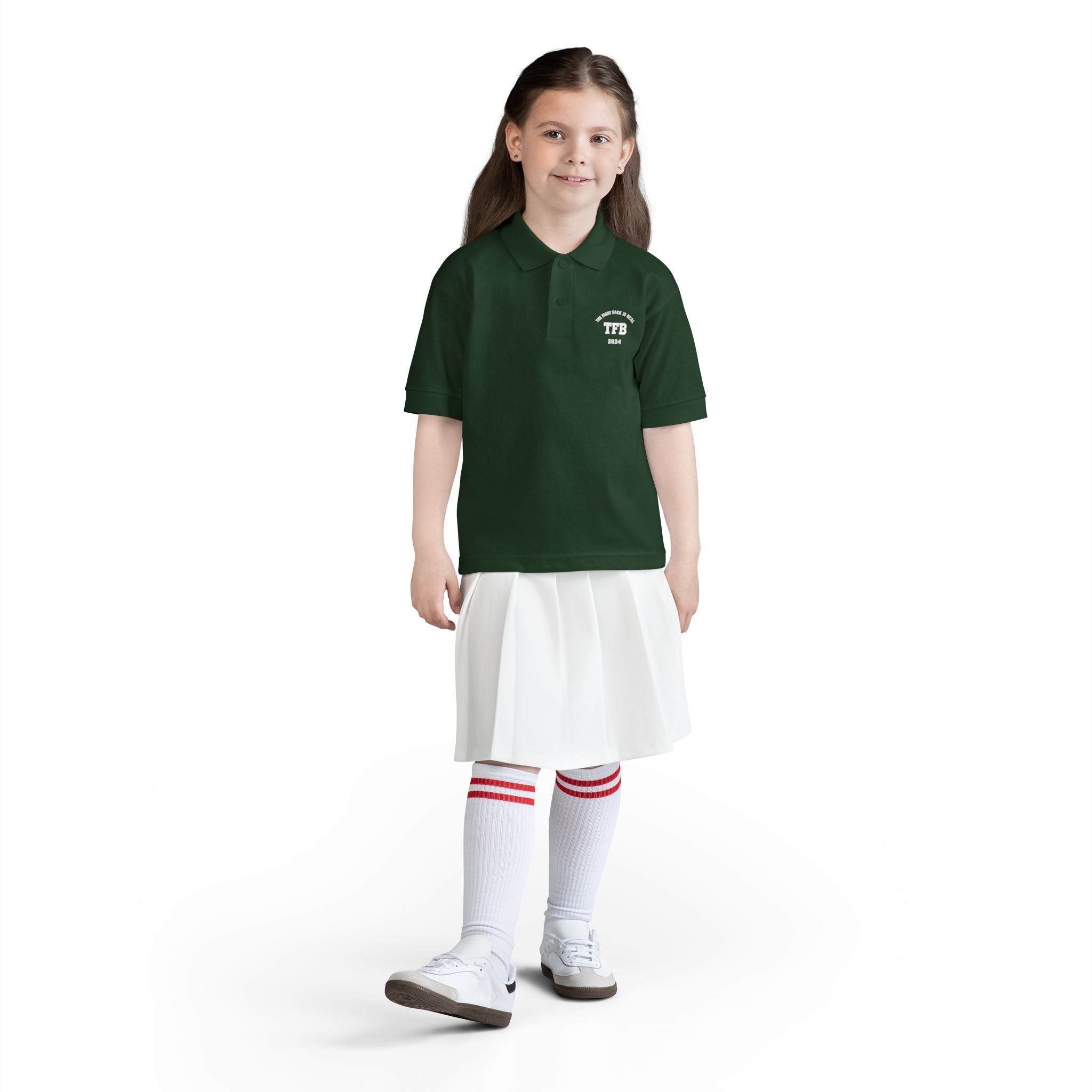 Youth Polo Shirt — Small White Arch Logo School Uniform
