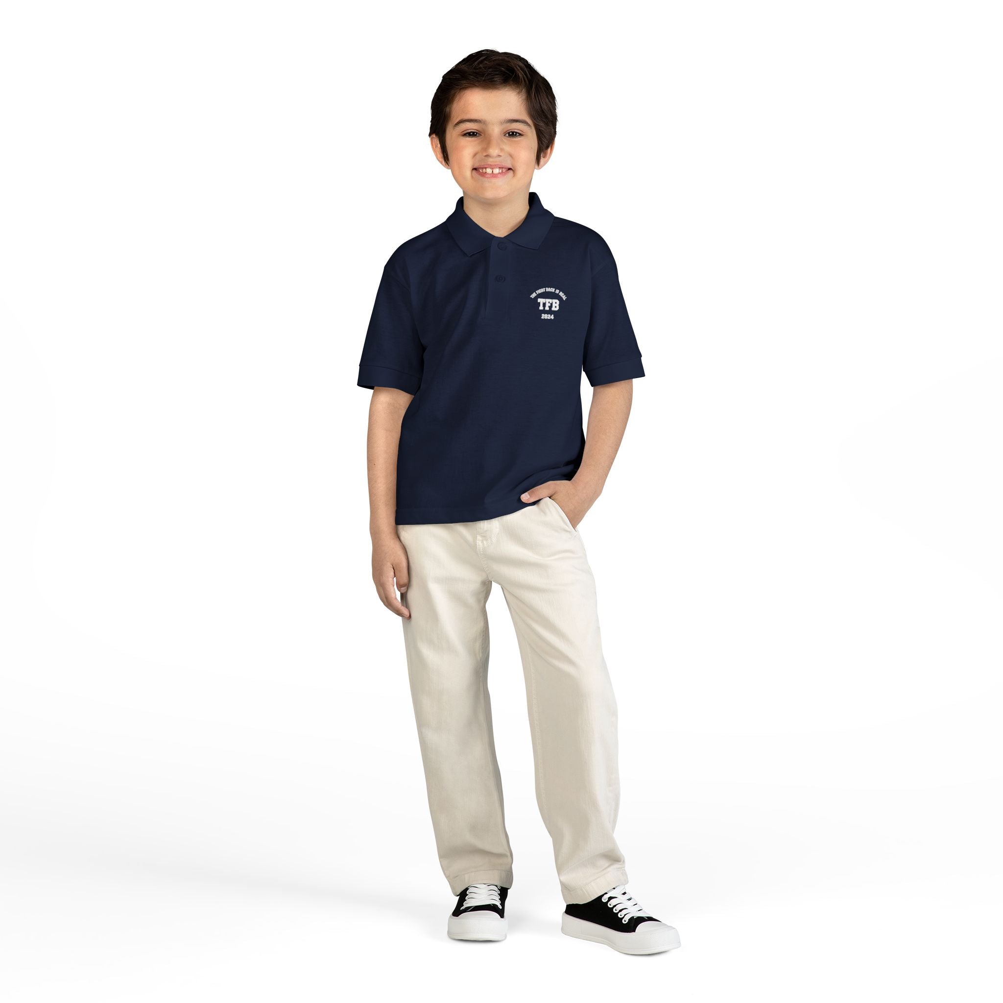 Youth Polo Shirt — Small White Arch Logo School Uniform