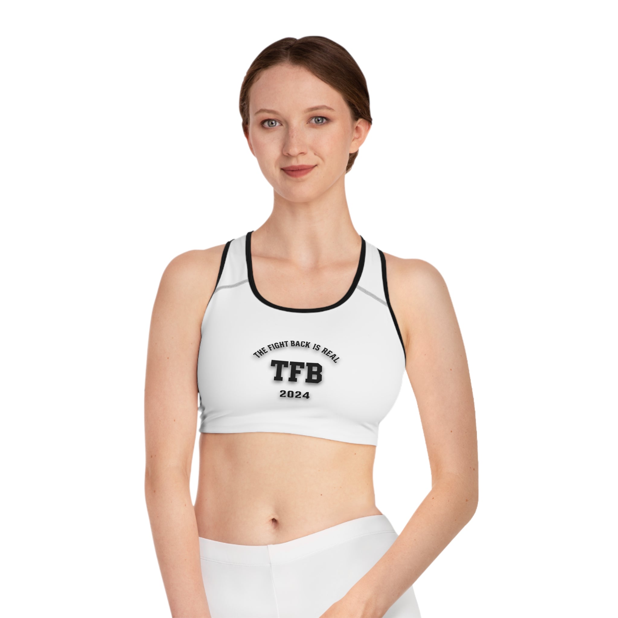 TFB 2024 Sports Bra — "The Fight Back Is Real" Athletic Crop Top