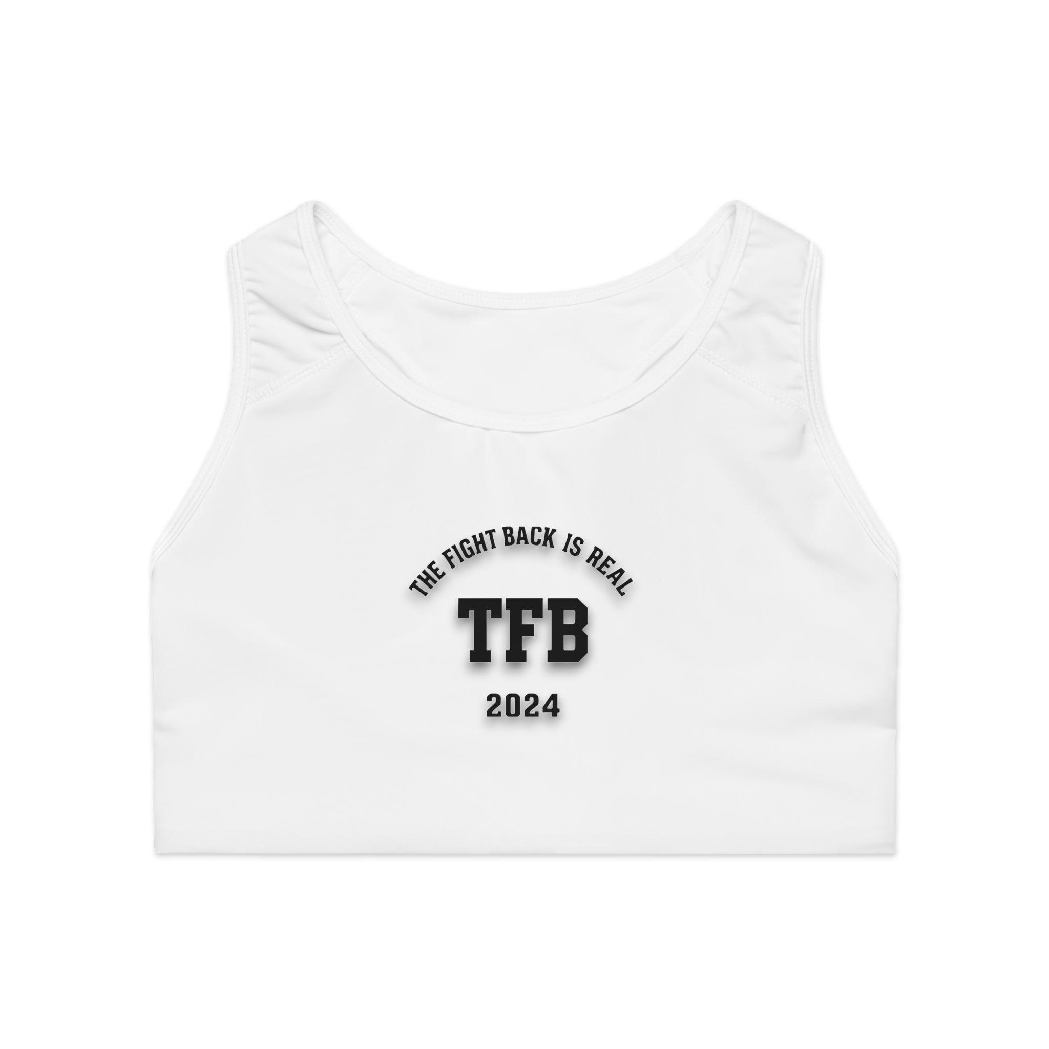 TFB 2024 Sports Bra — "The Fight Back Is Real" Athletic Crop Top